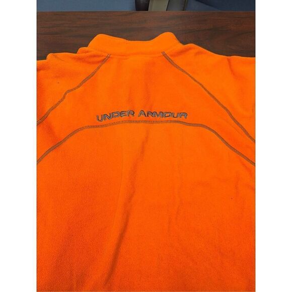Under Armour Mens Loose Fit Orange 1/4 Zip Fleece Pullover Size X-Large - Picture 4 of 7